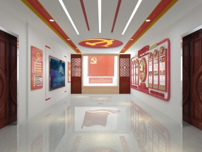 现代党建展厅3D模型下载